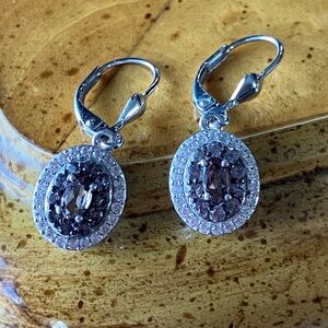 Color Changing Garnet Sterling Silver Dangle Earrings